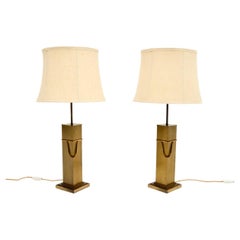 Paar Vintage Französisch Messing Tischlampen