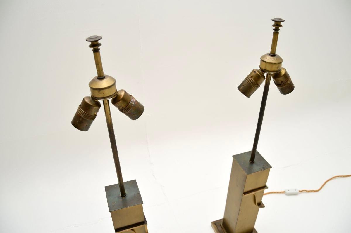 Paire de lampes de table en laiton français vintage Bon état - En vente à London, GB