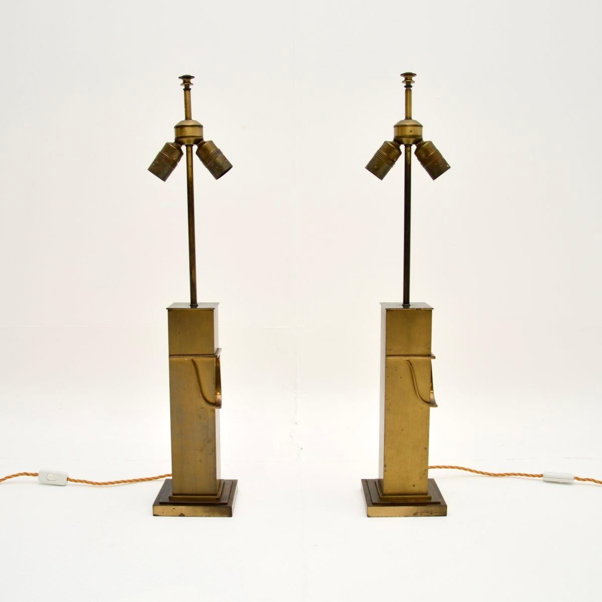 Français Paire de lampes de table en laiton français vintage en vente