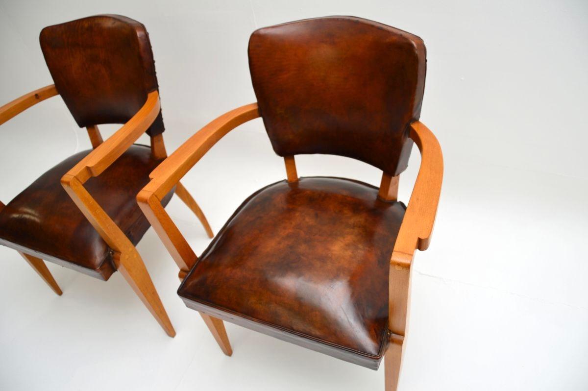 Paire de fauteuils bridge en cuir Art déco français en vente 1