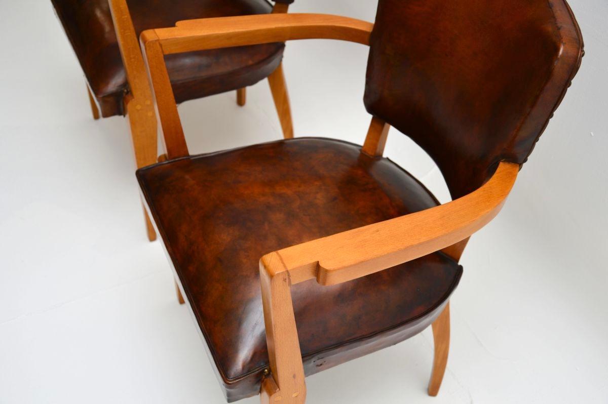 Paire de fauteuils bridge en cuir Art déco français en vente 3