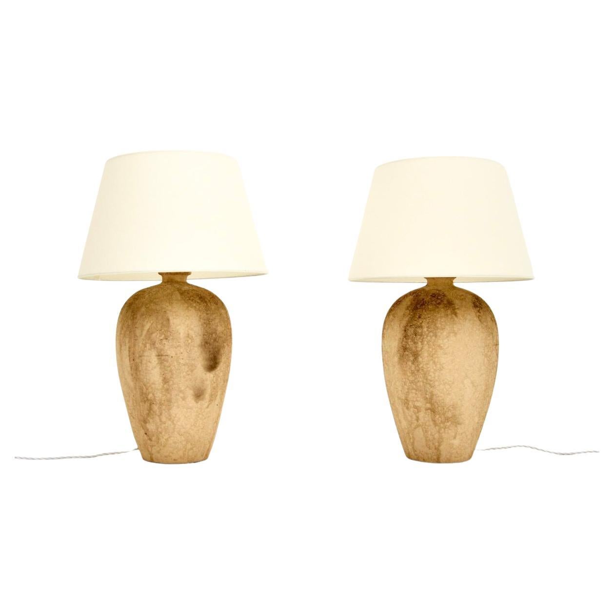 Paire de lampes de table vintage en terre cuite