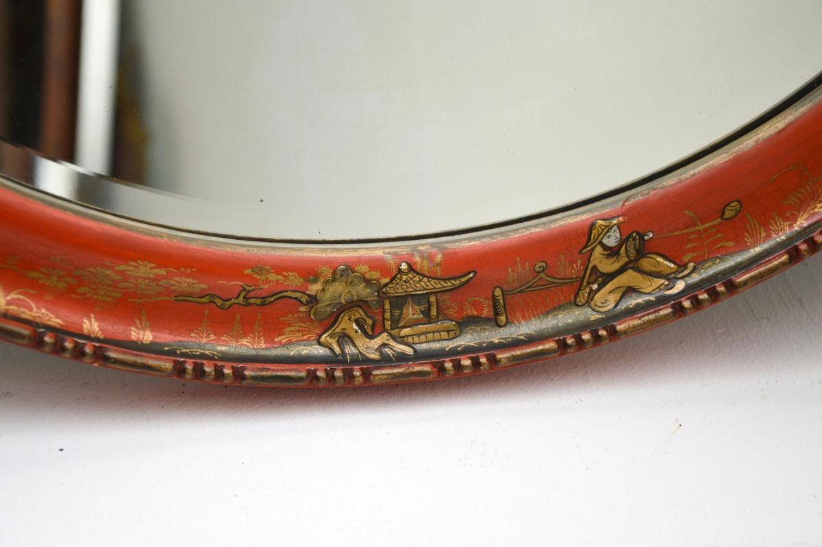 Miroir chinoiseries laqué ancien en vente 1