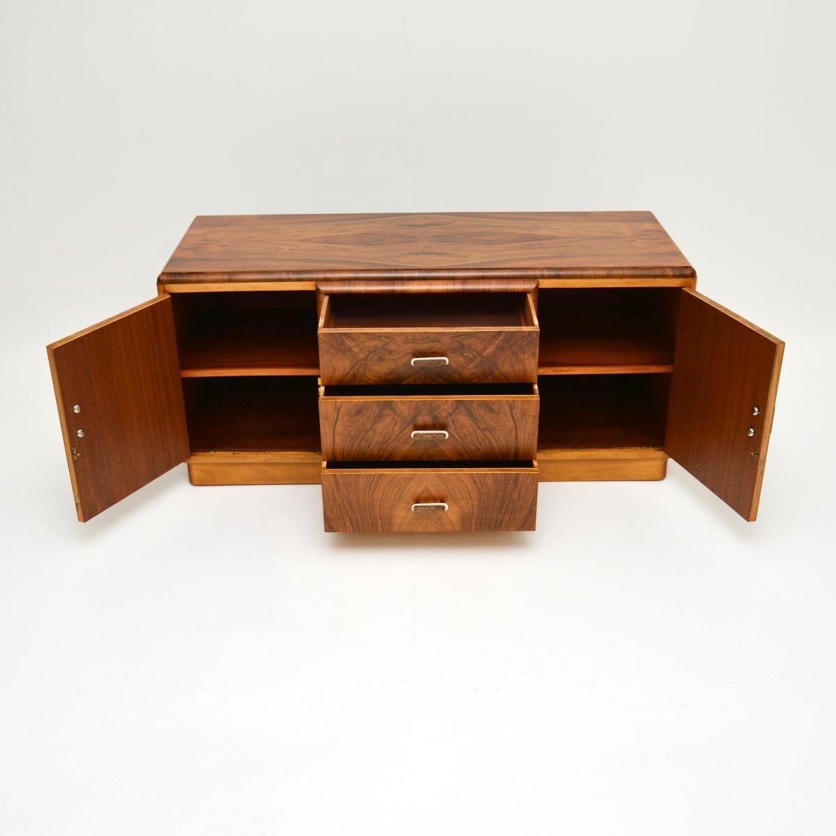 British Art Deco Figured Walnut Sideboard For Sale