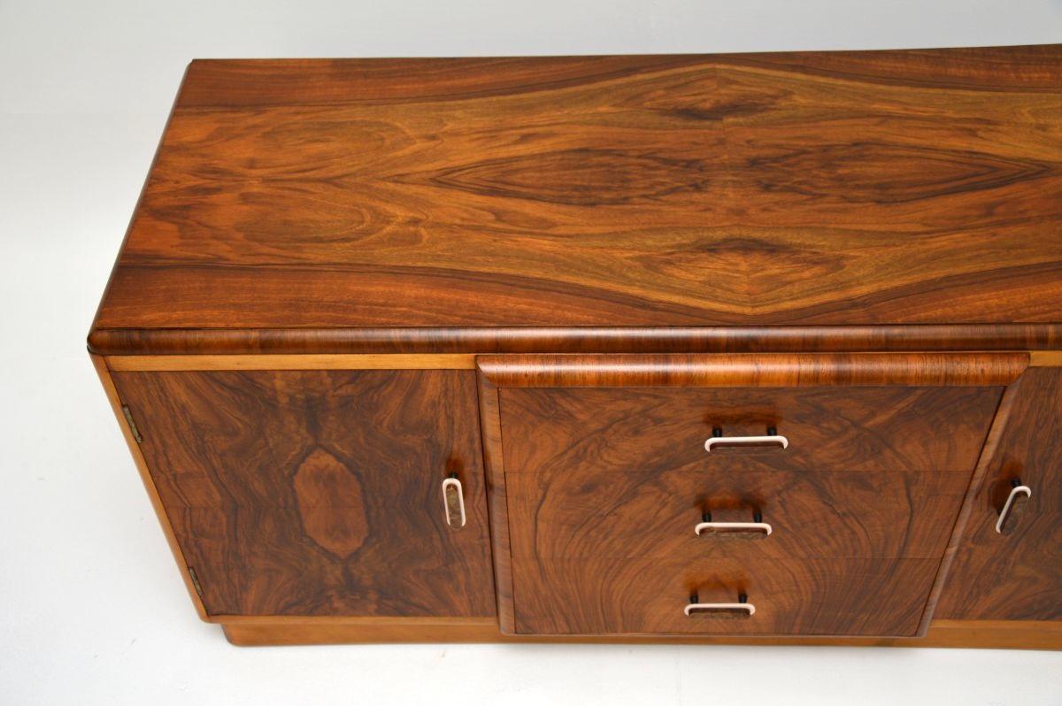 Mid-20th Century Art Deco Figured Walnut Sideboard For Sale