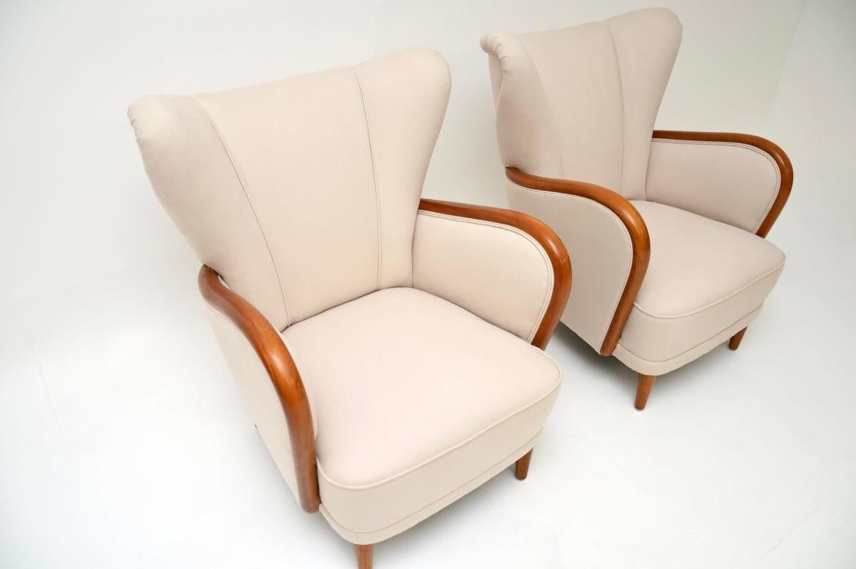 Pareja de Sillones Art Decó Suecos de Abedul Satinado en venta 2