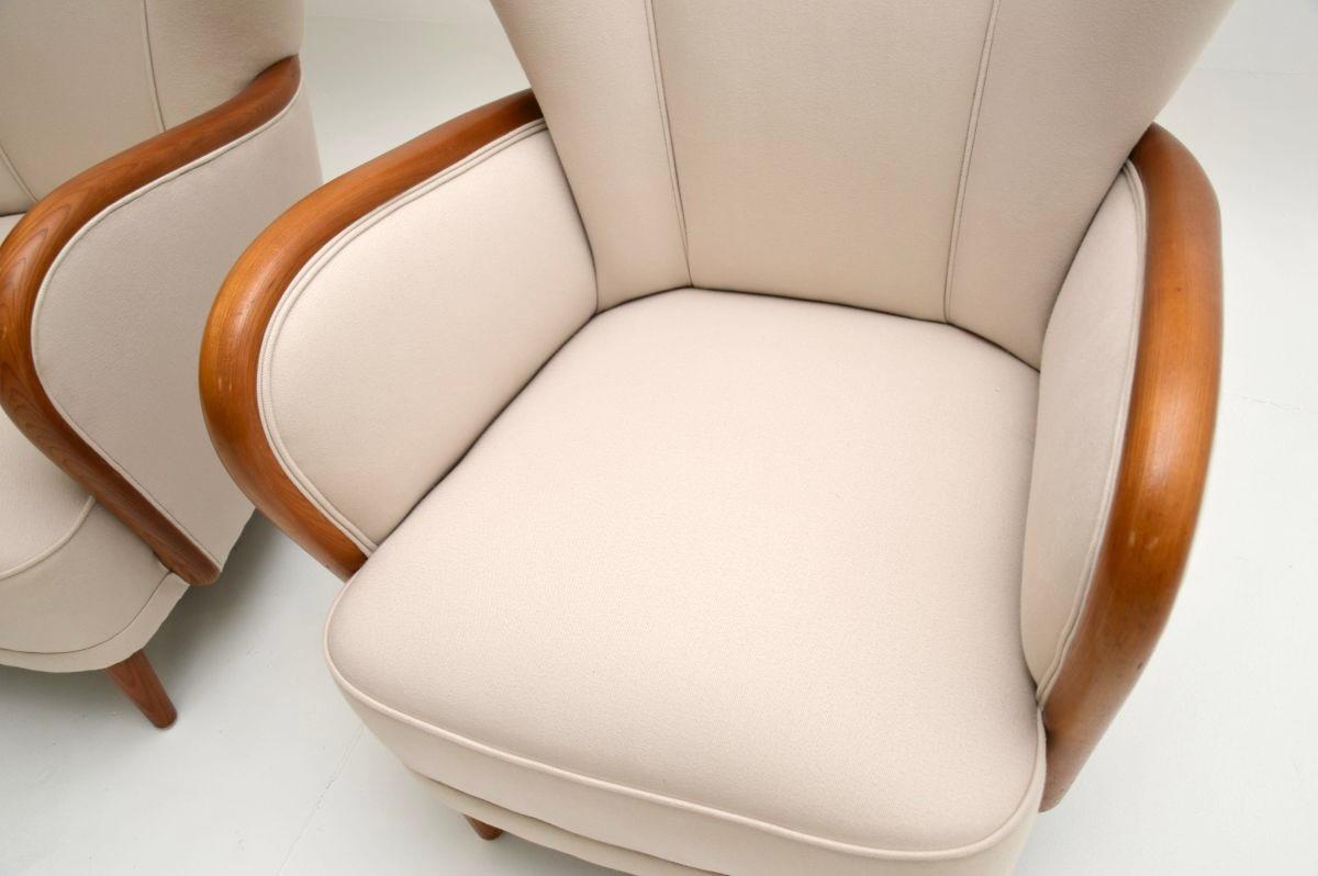 Pareja de Sillones Art Decó Suecos de Abedul Satinado en venta 4