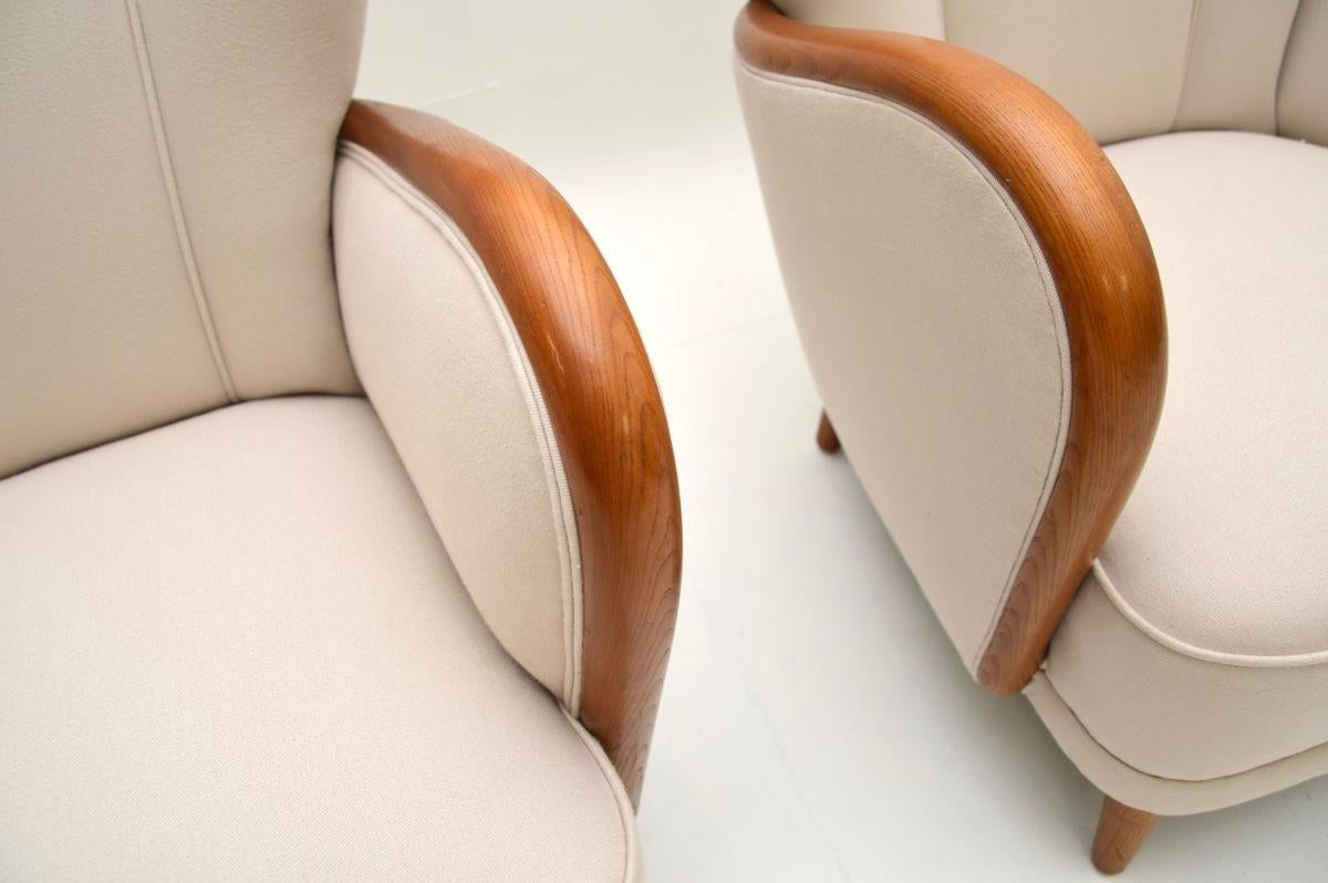 Pareja de Sillones Art Decó Suecos de Abedul Satinado en venta 5