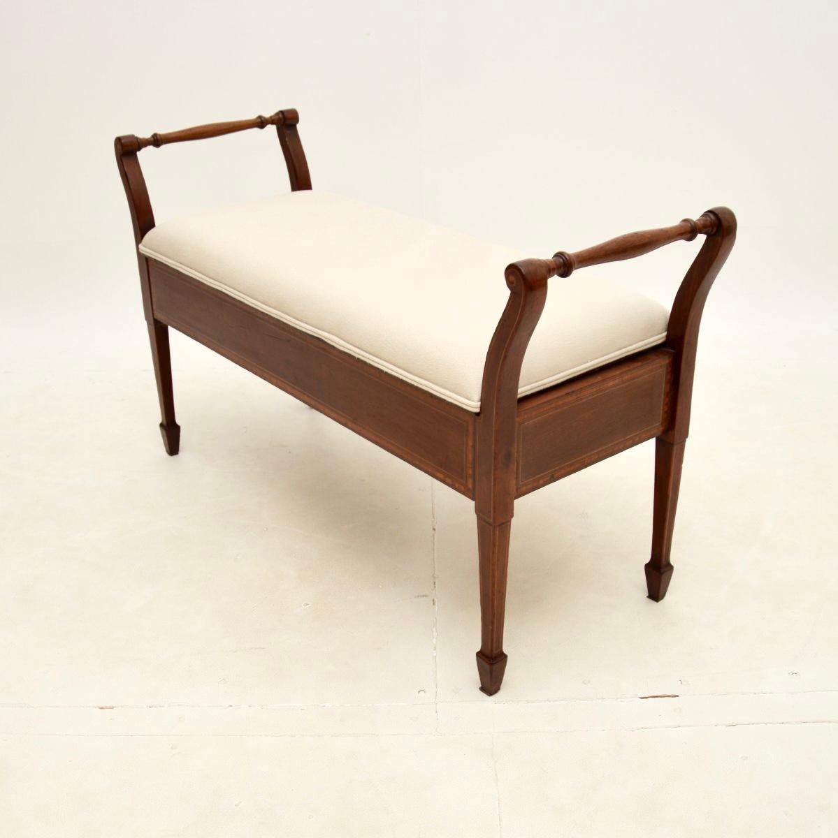 Cotton Antique Edwardian Piano Duet Stool For Sale
