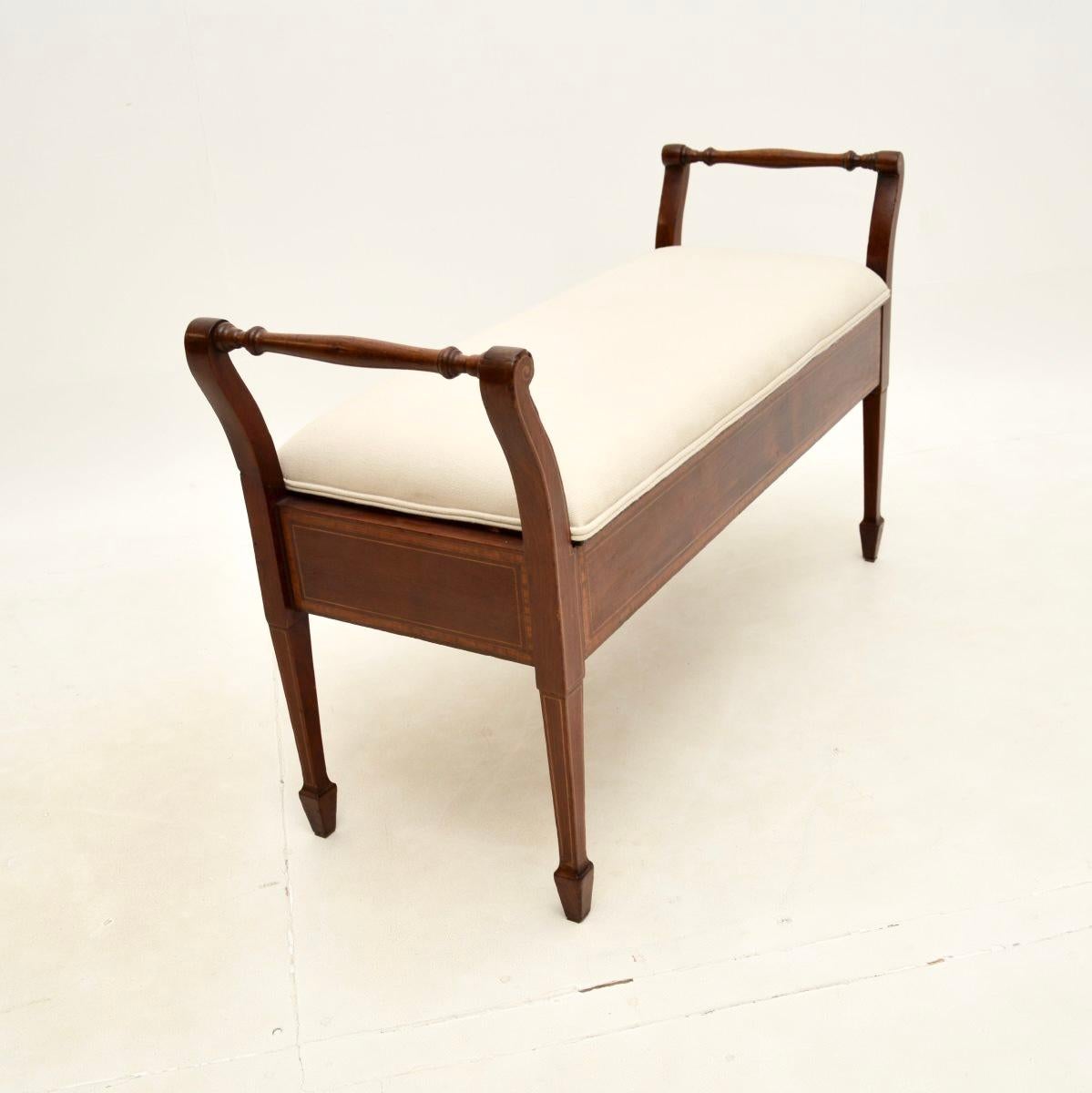 Early 20th Century Antique Edwardian Piano Duet Stool For Sale