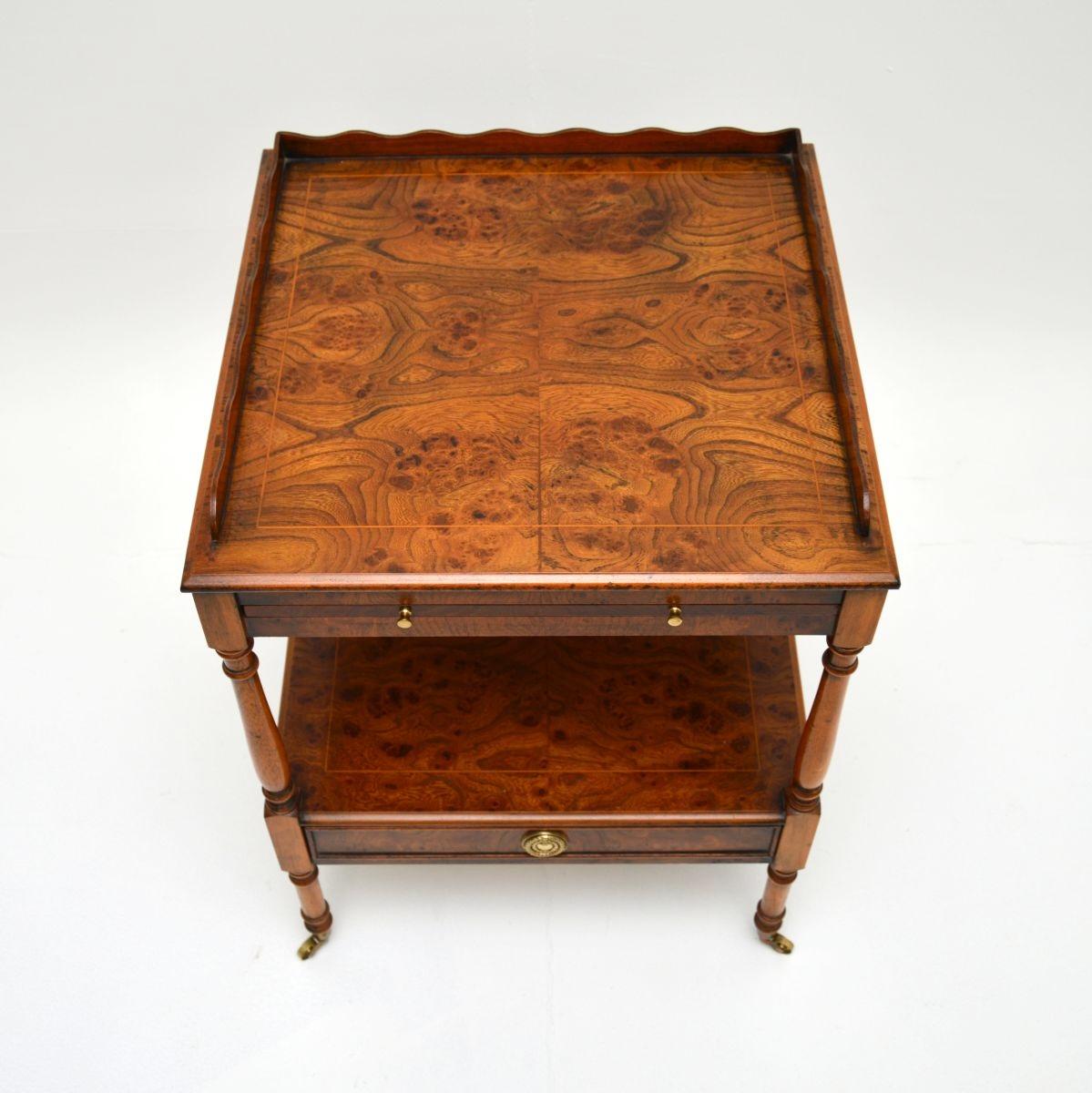 Antique Georgian Style Burr Elm Side Table For Sale 2
