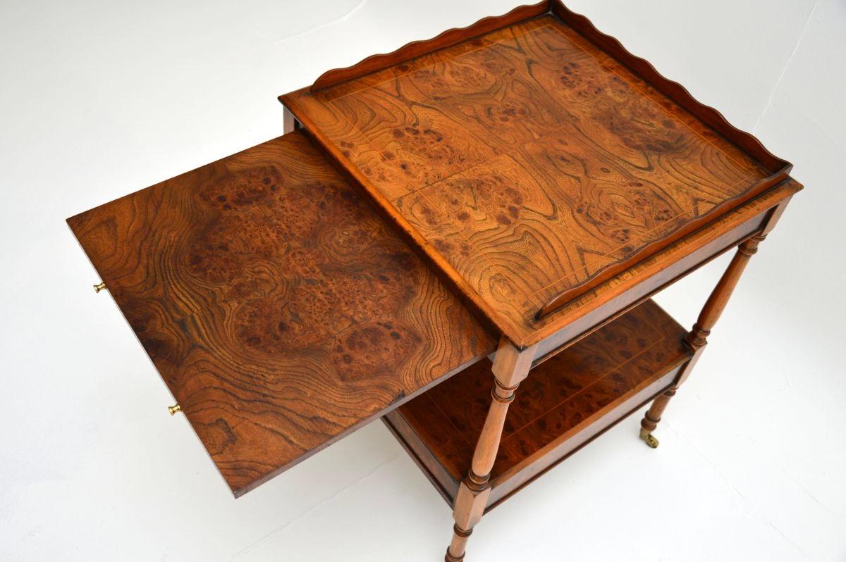 Antique Georgian Style Burr Elm Side Table For Sale 4