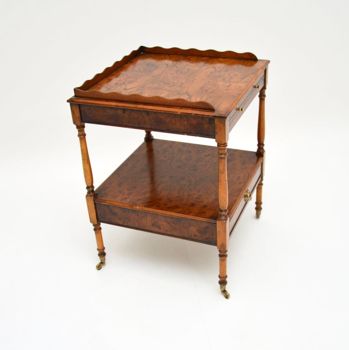 British Antique Georgian Style Burr Elm Side Table For Sale