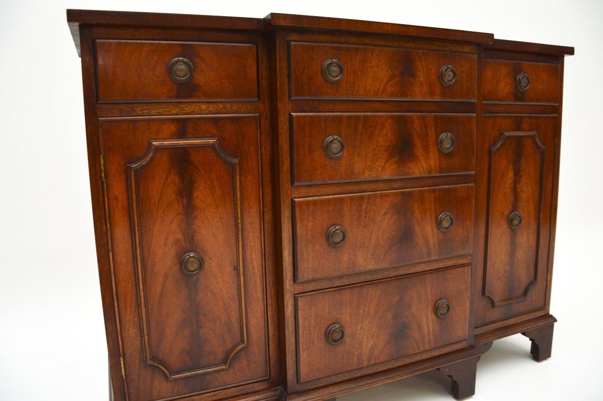Wood Antique Georgian Style Small Breakfront Sideboard For Sale