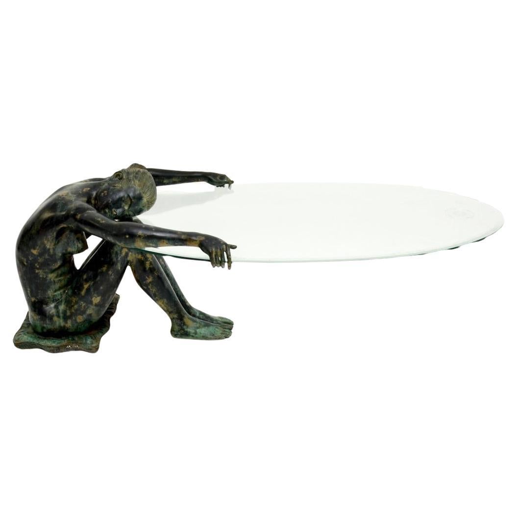 Tavolino da caffè scultoreo in bronzo vintage
