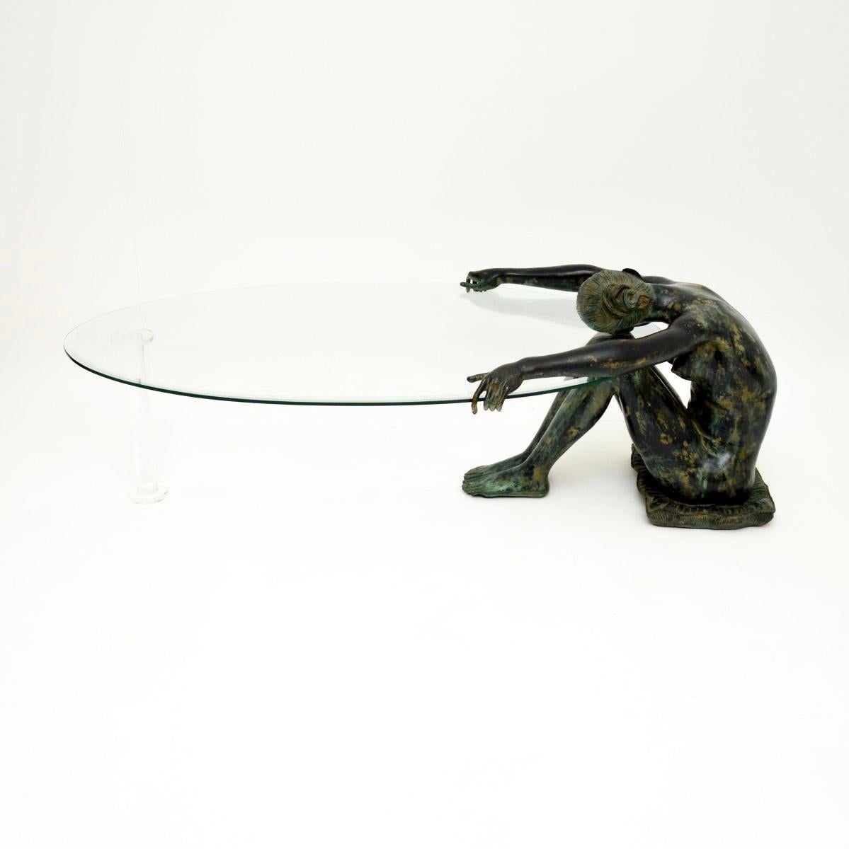 French Vintage Sculptural Bronze Coffee Table For Sale