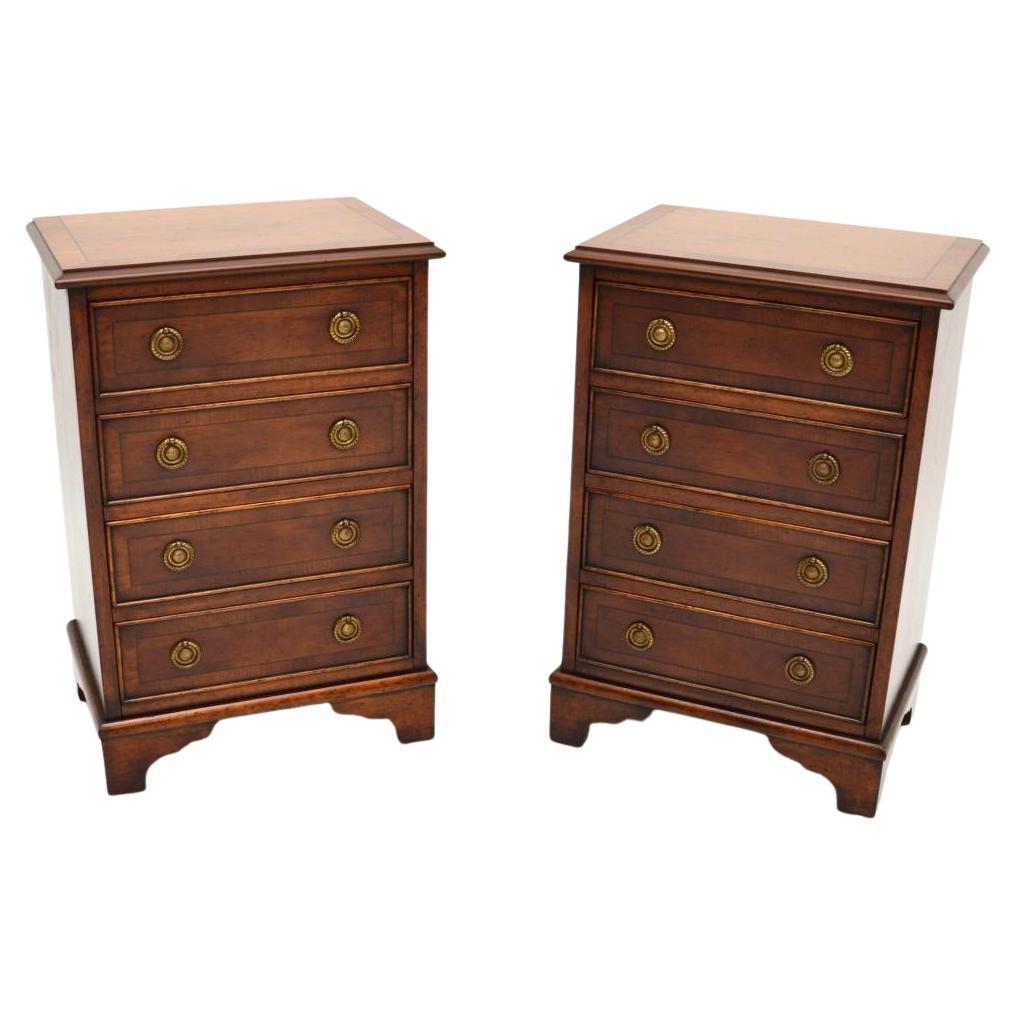 Pair of Antique Georgian Style Yew Wood Bedside Chests For Sale
