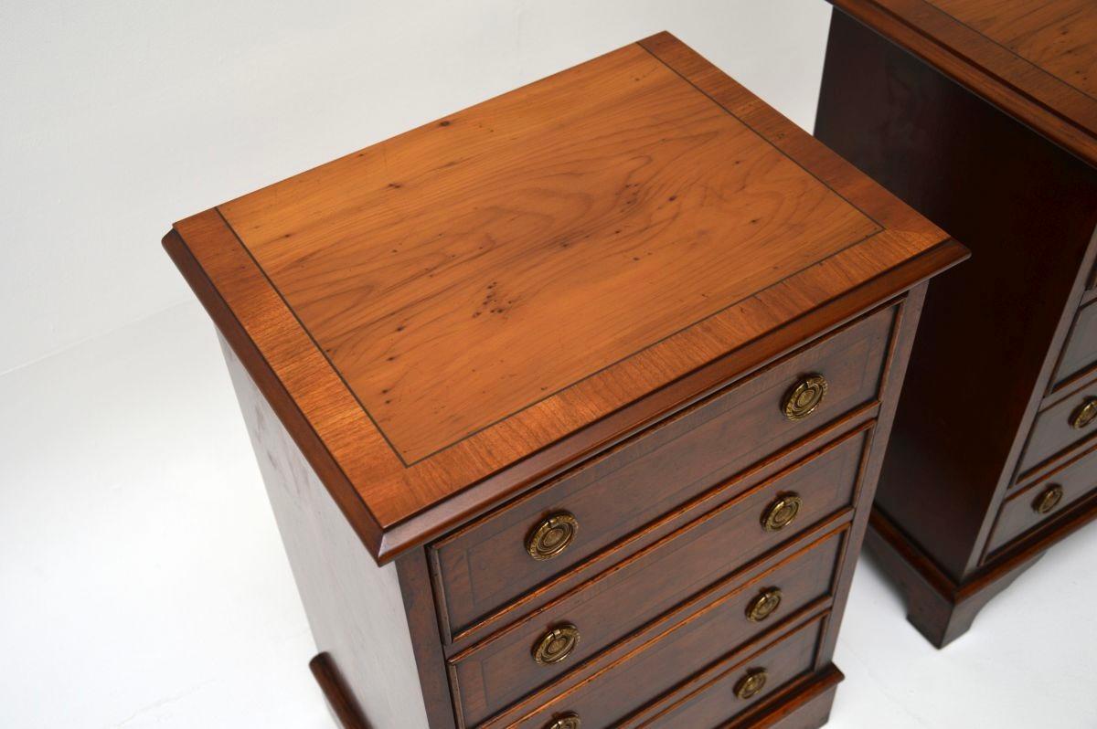 Pair of Antique Georgian Style Yew Wood Bedside Chests For Sale 3