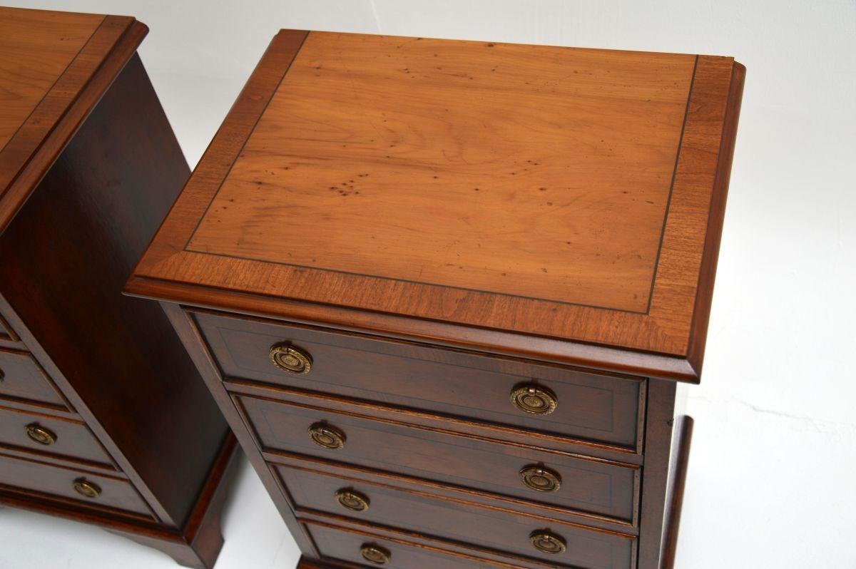 Pair of Antique Georgian Style Yew Wood Bedside Chests For Sale 4