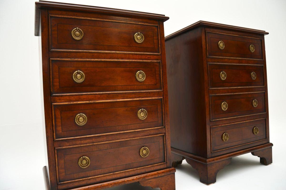 Pair of Antique Georgian Style Yew Wood Bedside Chests For Sale 5