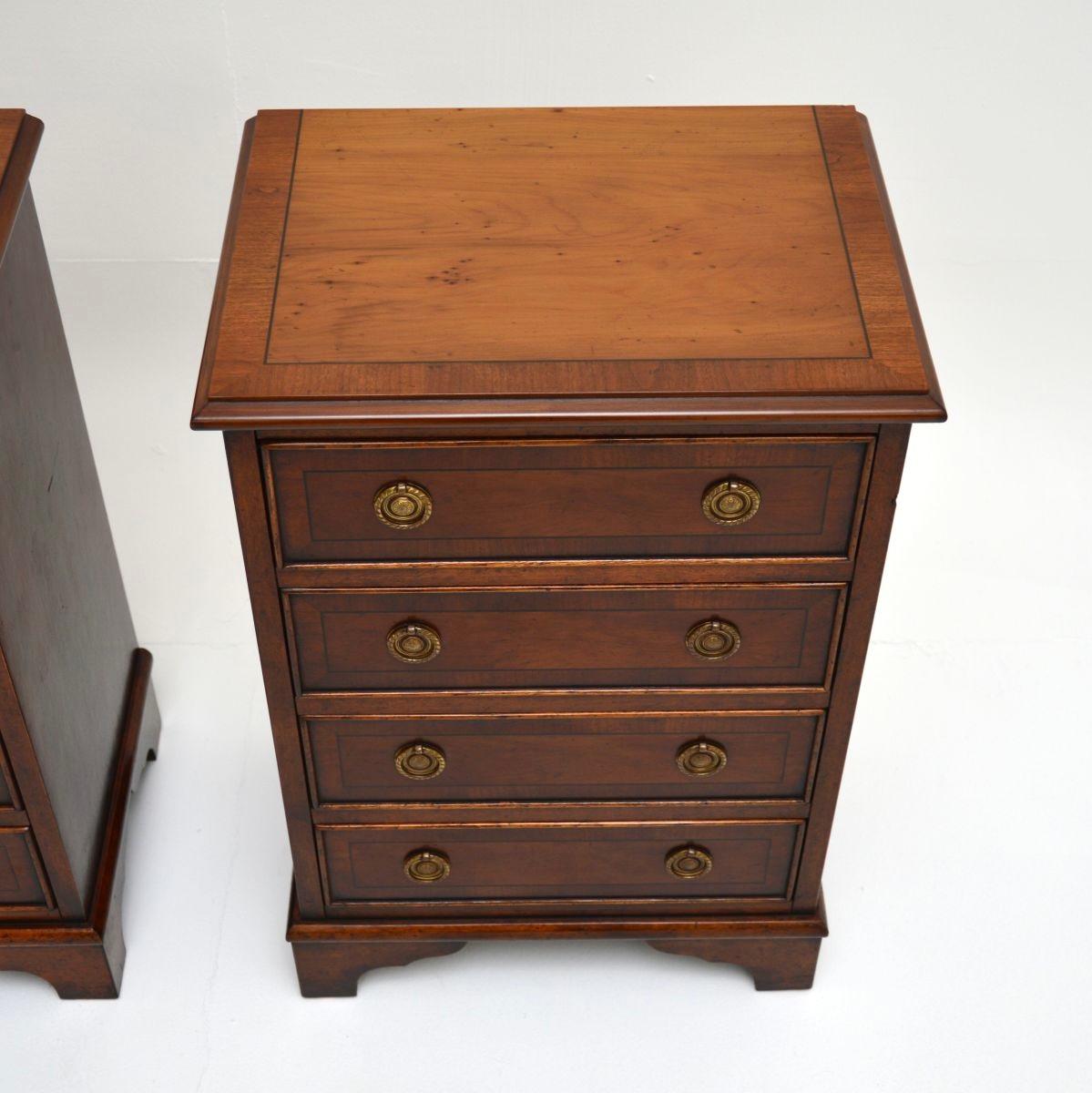 Pair of Antique Georgian Style Yew Wood Bedside Chests For Sale 2