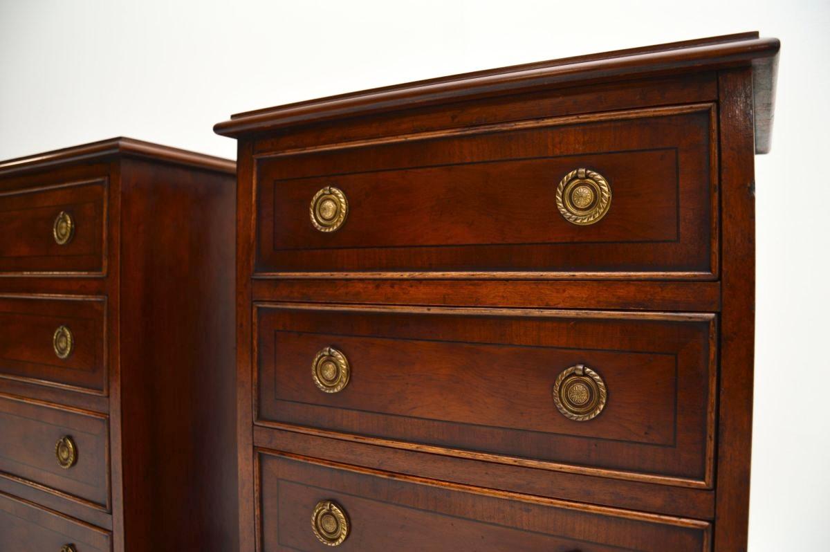 Pair of Antique Georgian Style Yew Wood Bedside Chests For Sale 6