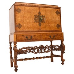 Antique Burr Walnut Cocktail Drinks Cabinet
