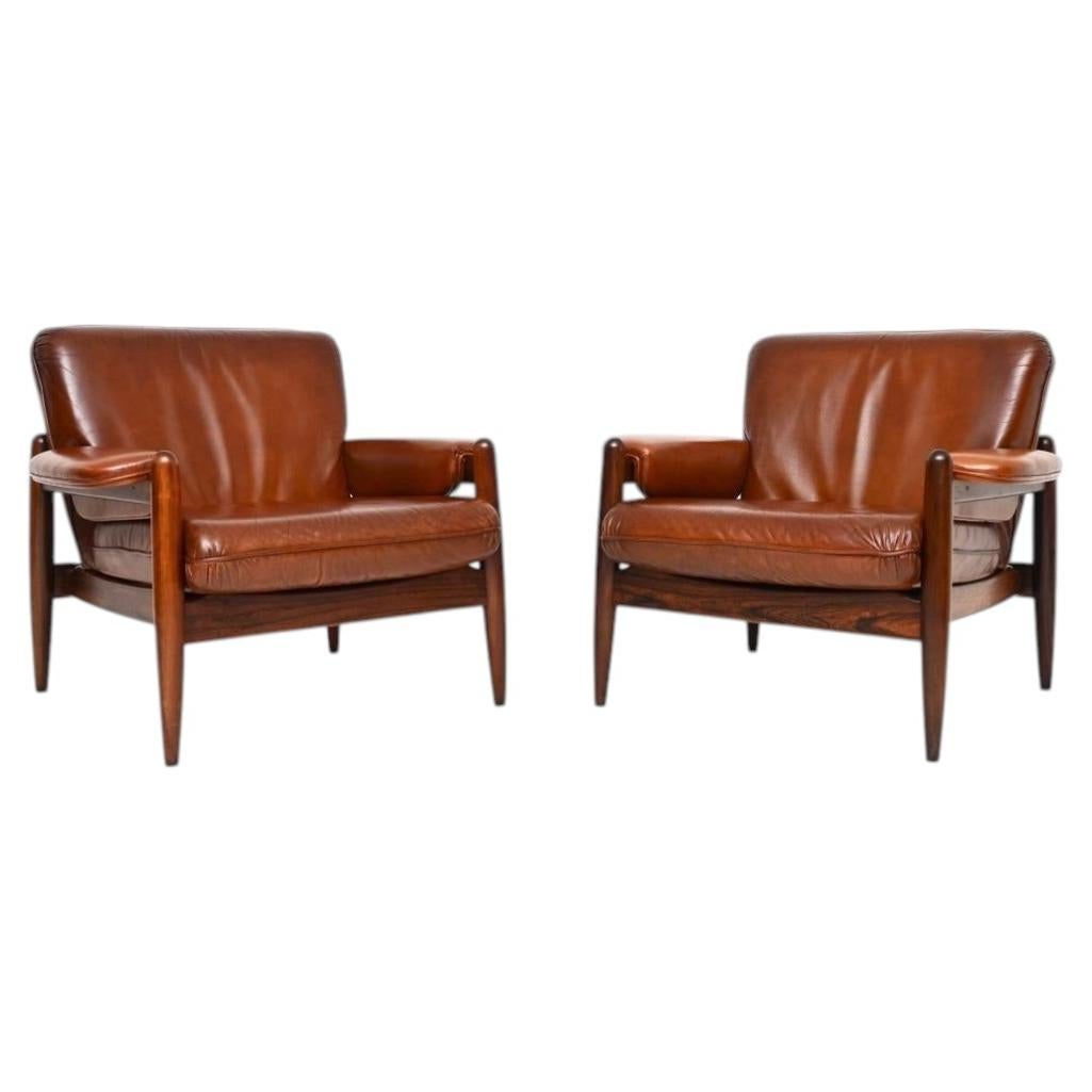 Pair of Vintage Danish Leather Armchairs For Sale