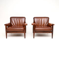 Pair of Vintage Danish Leather Armchairs