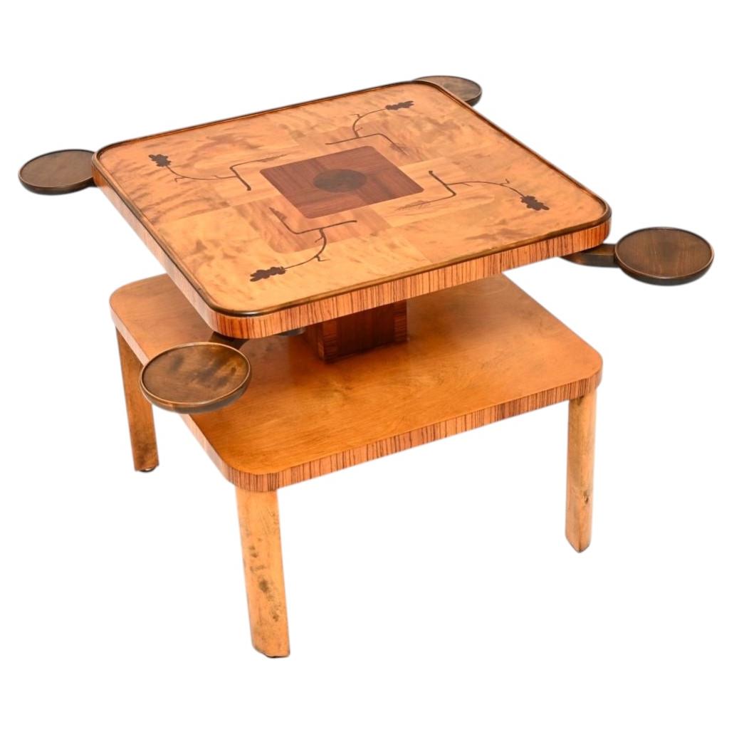 Table d'appoint suédoise de style Art déco en bouleau satiné marqueté
