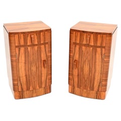 Pair of Art Deco Walnut Bedside Cabinets