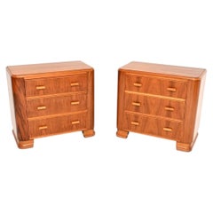 Pair of Art Deco Figured Walnut Bedside Chests