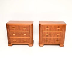 Pair of Art Deco Figured Walnut Bedside Chests