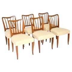 Set of Six Vintage Italian Midcentury Walnut Dining Chairs