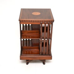 Antique Edwardian Inlaid Revolving Bookcase