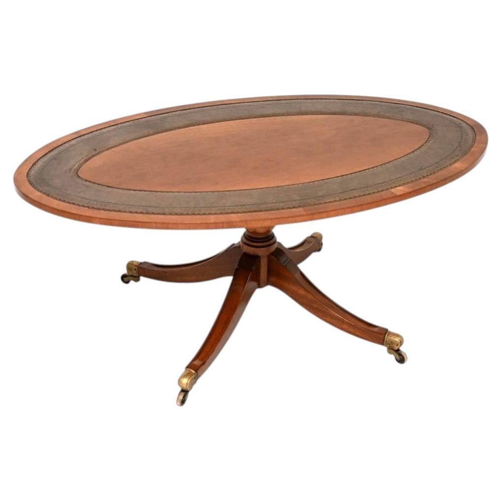 Antique Regency Style Leather Top Coffee Table For Sale