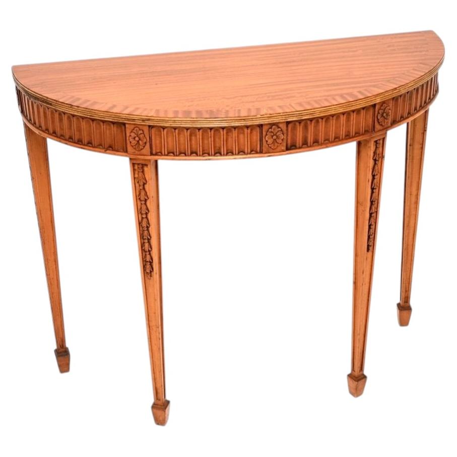 Antique Georgian Style Satinwood Console Table For Sale