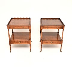 Pair of Antique Georgian Style Burr Walnut Side Tables