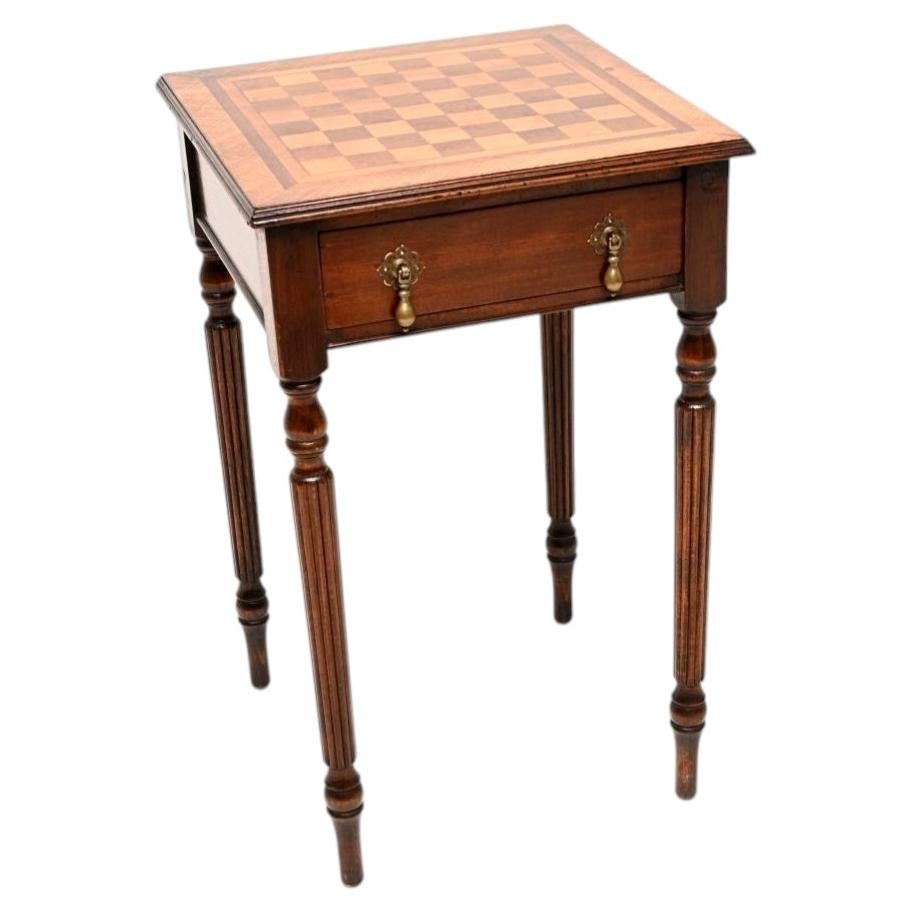 Antique English Walnut Chess Table For Sale