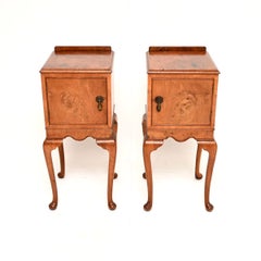 Pair of Antique Edwardian Walnut Bedside Cabinets