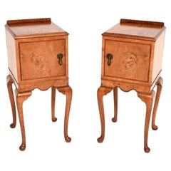 Pair of Antique Edwardian Walnut Bedside Cabinets