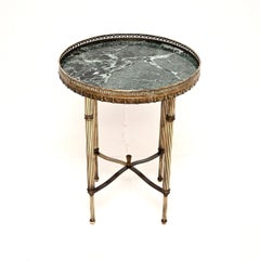 Vintage French Brass and Marble Occasional Side Table