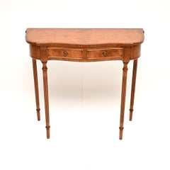 Antique Regency Style Burr Walnut Console Table