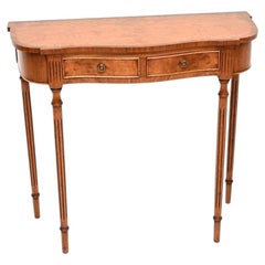 Antique Regency Style Burr Walnut Console Table