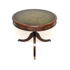 Antique Regency Style Leather Top Drum Table