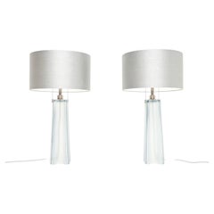 Pair of Italian Murano Glass Quatrefoil Table Lamps by Donghia
