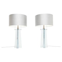 Pair of Italian Murano Glass Quatrefoil Table Lamps by Donghia
