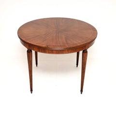 Antique Figured Walnut Dining Table, England, Starburst Veneer, 1930s