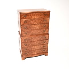 Antique Burr Walnut Chest on Chest of Drawers