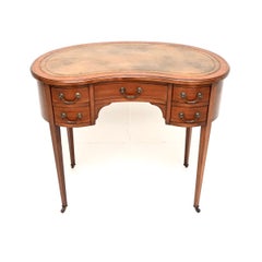 Antique Edwardian Leather Top Kidney Shaped Desk